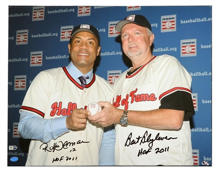 2011 Roberto Alomar and Bert Blyleven MLB Authenticated Hall of Fame Induction Signed Photo Canvas
